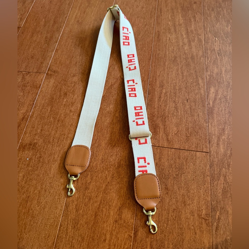 Clare V Ciao White and Red crossbody Adjustable Strap with Gold Hardware